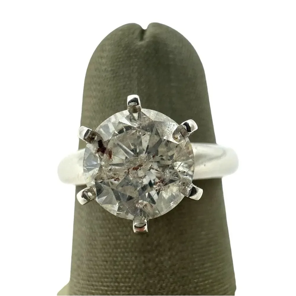 14K White Gold Diamond 1.2cttw Salt & Pepper Solitaire Ring (5)